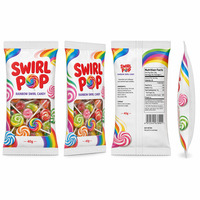 Bolsas de Plástico de Grado Alimenticio con Cierre de Cremallera y Ventana, Tipo Pillow Pouch, para Piruletas Rainbow Swirl, Embalaje Individual para Chicles Duros