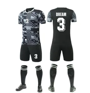 Personalizable bajo precio de alta calidad original negro blanco fútbol kit completo para adultos niños camiseta de fútbol