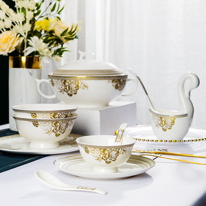 2025 American Style Jingdezhen Ceramic Tableware Dishes Plate Bone China Dinnerware Porcelain Bowl Combination Dinnerware <b>Set</b> - Product Image 3