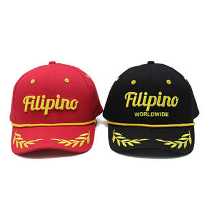 100% algodón personalizado 3D bordado 6 paneles clásico cuerda ala gorra de béisbol americano deportivo Gorras venta al por mayor patrón de letras impresas - Product Image 3