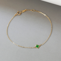 Vente en gros Bijoux en or 14K Mini breloque trèfle à quatre feuilles coréen Bracelets en or 14K pour femmes