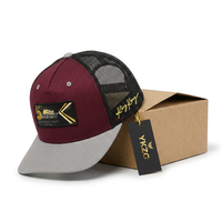 Casquette de camionneur de haute qualité vert forêt, performance, avec patch de course personnalisé brodé or sur le côté, 5 panneaux, style A-Frame, mode Hip Hop