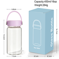 Nouvelle tasse portable en verre borosilicate de 450 ml avec poignée, couleur macaron, pour cadeau promotionnel