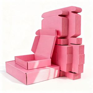 Cajas de Envío Rosas con Logotipo Personalizado para Cajas de Cartón con Asa de Cinta para Ropa, Joyería, Embalaje y Regalos - Product Image 1