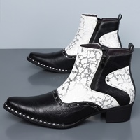 Bottines Chelsea pour hommes grandes tailles, chaussures en cuir à bout haut de style brogue