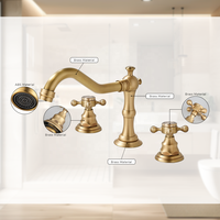 Robinet de lavabo à 3 trous en laiton massif, finition bronze antique, à deux poignées, pour montage sur comptoir