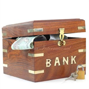 Salvadanaio in legno di buona qualità a forma quadrata salvadanaio artigianale salvadanaio salvadanaio in legno - Product Image 3