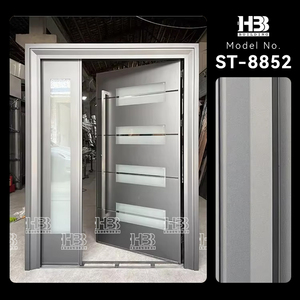 Puerta Exterior de Seguridad de Acero Inoxidable con Aislamiento y 4 Paneles de Vidrio Insertados para Entrada Principal de Casa Moderna Americana - Product Image 2