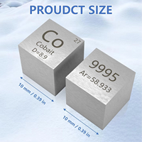 Cube de cobalt, cube de densité Co de 10 mm, cube d'élément de haute densité, cube métallique unique