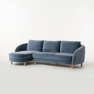 Sofá de Tres Plazas en Forma de L, Diseño <span class=keywords><strong>Nórdico</strong></span> Moderno, Tela de <span class=keywords><strong>Plumón</strong></span> de Ganso Azul Cielo, Muebles para Sala de Estar - Product Image 3