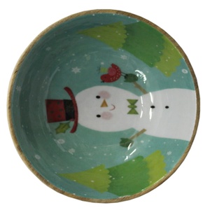 Venta al por mayor de pegatinas de madera impresas esmaltadas personalizadas, Plato decorativo de pared de cerámica hecho a mano y cuenco para servir comida, cuenco para sopa - Product Image 1