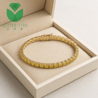 Bracelet tennis Betterstar en diamant jaune fantaisie cultivé en laboratoire, unisexe, certifié IGI, taille coussin, or jaune 14K 18K, pour mariage