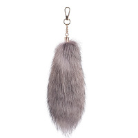 Vente en gros cristal 20cm grande queue de sétaire moelleux pas cher queue de fourrure de renard porte-clés pour la décoration vraies queues de renard