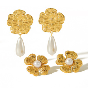 ต่างหูมุกทรงหยดน้ำ ชุบทอง 18K ประดับขอบแบบ Bezel สำหรับงานปาร์ตี้ เครื่องประดับแฟชั่นสำหรับผู้หญิง - Product Image 5