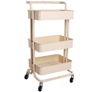 Venta al por mayor de <span class=keywords><strong>3</strong></span> niveles, carros de belleza para el hogar y carros de almacenamiento, carro utilitario rodante, cocina, sala de estar, dormitorio, estante de almacenamiento de Metal - Product Image 4