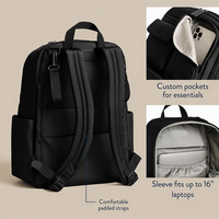 Sac à dos utilitaire à 17 poches, sac à couches avec porte-bouteilles isothermes, poignée pour chariot, sangles pour poussette et matelas à langer inclus