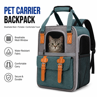 Sac à dos de transport pour animaux de compagnie imperméable et respirant avec maille transparente, sac de voyage pour animaux de compagnie avec bretelles réglables pour petits animaux