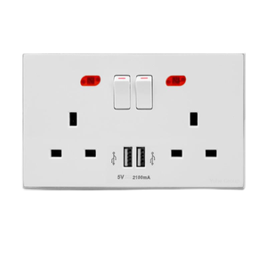 Enchufe de Pared Ultrafino para PC, 2 Polos, Doble Orificio, Estándar Británico, Tipo-C, USB, 3 Pines, Universal, con Luz Indicadora, Moderno - Product Image 3