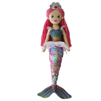 Vente en gros 45CM peluche poupée sirène rouge bleu clair princesse mode jouet mode bébé cadeau pour les filles