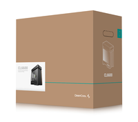 Boîtier de jeu DeepCool CL6600 noir et blanc, format ATX, avec port USB Type-C et fenêtre latérale en verre trempé