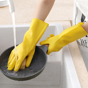 Manches longues réutilisables, imperméables, antidérapantes, en caoutchouc épais, à motif diamant, confortables, jaunes/oranges, pour le nettoyage de la cuisine et de la maison - Product Image 5
