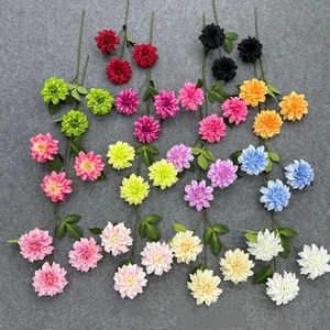 YOPIN-2844 Champagne 3 Têtes de Dahlias Géants Artificiels en Soie pour Décoration Florale Maison et Mariage - Product Image 3