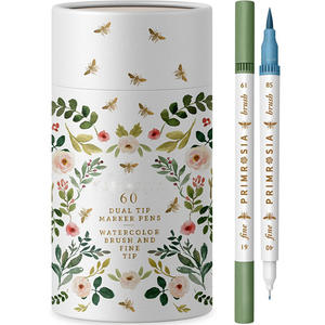 60 Dual Tip Marker <b>Pens</b>, Fineliner and <b>Watercolor</b> Brush <b>Pens</b> for Art Sketching Illustration Calligraphy Permanent High - Product Image 1