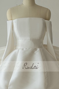 Ruolai QD06325 <span class=keywords><strong>Mini</strong></span> <span class=keywords><strong>abiti</strong></span> <span class=keywords><strong>da</strong></span> <span class=keywords><strong>sposa</strong></span> a manica lunga in raso per donne con spalline a papillon sul retro <span class=keywords><strong>abiti</strong></span> <span class=keywords><strong>da</strong></span> <span class=keywords><strong>sposa</strong></span> corti - Product Image 5