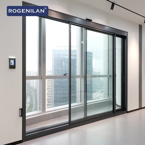 Portes coulissantes en verre électriques en aluminium modernes Rogenilan, résistantes au vent, avec capteur intelligent, design extérieur - Product Image 2