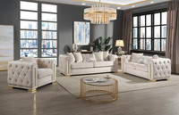 Vente flash - Canapé de salon moderne de luxe en velours capitonné avec pieds en acier inoxydable