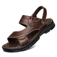 Pantoufles en cuir respirantes pour hommes Sandales d'été plates Sandales confortables pour hommes Sandales de luxe pour hommes