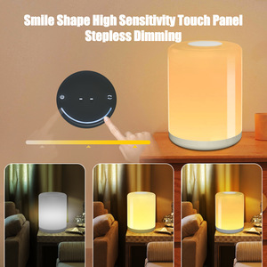 Lampada da comodino a tre colori ad alta luminosità con controllo scorrevole per atmosfera decorativa luce notturna colorata ed elegante - Product Image 4