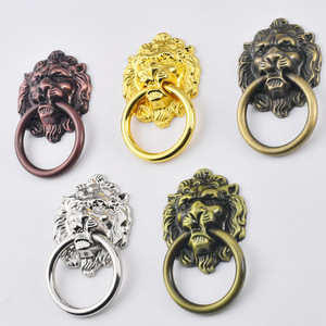 Lion Head Cabinet Door Handles Zinc Alloy Brushed Bronze <b>Red</b> Silver Gold Chinese Style Hardware Handle B-447 - Product Image 1