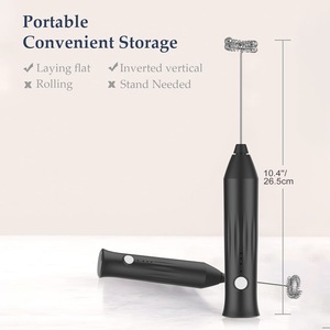 Mini latte ricaricabile a 3 velocità produttore di schiuma portatile 2 fruste in acciaio inossidabile - Product Image 3