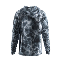 Chemises de protection solaire performantes pour hommes avec bande réfléchissante, pour la pêche et la sécurité nocturne, avec capuche, panneau en maille respirante, séchage rapide, motif tourbillon fumé ardoise