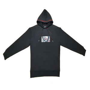 Sweat à capuche court noir teint en pièce pour homme, avec logo imprimé, essentiel pour l'hiver, style streetwear, grandes tailles disponibles - Product Image 1