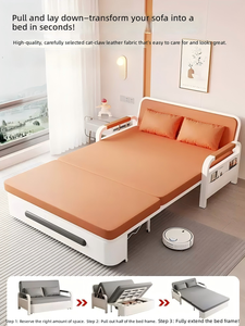 Juego de muebles de sala convertible, sofá <span class=keywords><strong>cama</strong></span> comprimido, muebles de sala con almacenamiento metálico para hotel, apartamento, casa de huéspedes, resort - Product Image 5