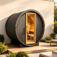 Cabine de sauna infrarouge en bois noir sur mesure OEM, sauna sec en bois de pruche, sauna sec extérieur rond