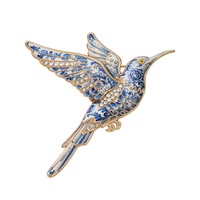 Broche Colibri Diamantée Drapeau Américain USA 250ème Anniversaire Fête de l'Indépendance Souvenir Alliage de Zinc Accessoire de Vêtement Épingle
