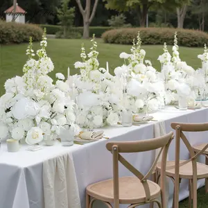 Centro de Mesa con Ramo de Rosas Artificiales Blancas de 19 Pulgadas para Decoración de Mesa de Boda - Product Image 1