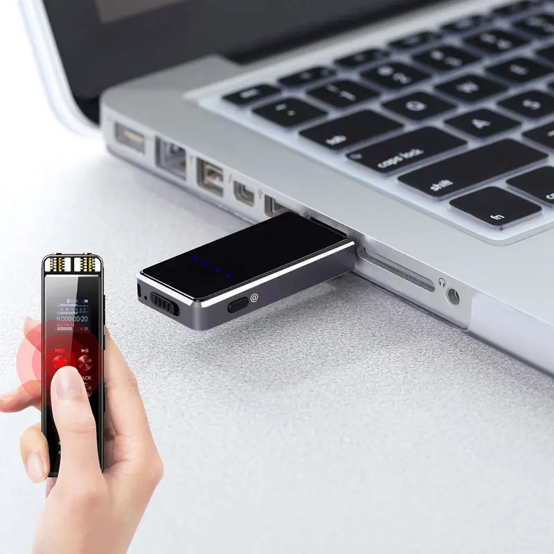 Aomago özel kişisel tasarım taşınabilir kolay kullanım el 16GB sesle aktive VOR USB ses kaydedici ile el feneri