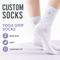 Chaussettes mi-mollet côtelées personnalisées avec strass et couleurs, chaussettes antidérapantes à pois en forme de cœur pour le yoga et le fitness