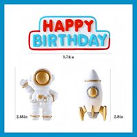 24 décorations de gâteau astronaute pour enfants, thème planètes et fusées spatiales, colorées, Joyeux Anniversaire