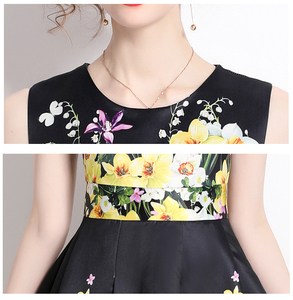 <span class=keywords><strong>Robe</strong></span> <span class=keywords><strong>d</strong></span>'<span class=keywords><strong>été</strong></span> sans manches à imprimé floral et col en O pour femmes élégantes, longueur <span class=keywords><strong>sous</strong></span> <span class=keywords><strong>le</strong></span> <span class=keywords><strong>genou</strong></span> - Product Image 6