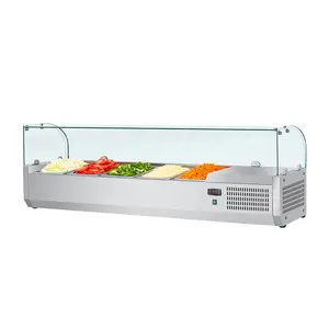 Table Top Salad Bar Catering Small Display freezer Commercial Kitchen equipment Curved glass Salad Bar Refrigerator