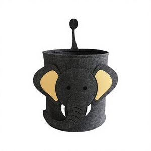 Modern Eco-Friendly <b>Felt</b> Animal Shaped Foldable <b>Storage</b> <b>Basket</b> with Dog Plush Toy Design for Living Room Clothing - Product Image 3