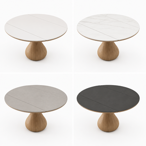 Modern Expandable Sintered Stone Dining Table Solid Wood Base Oval Round Marble Look Top Dining Room <strong>Furniture</strong> - Product Image 4