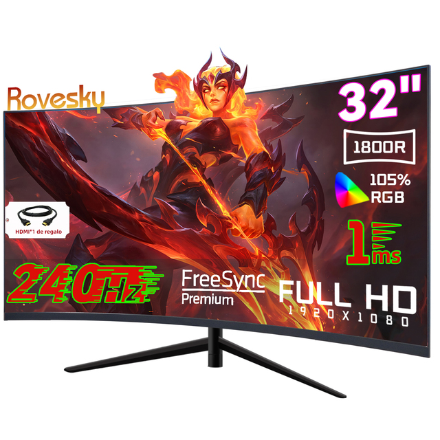 OEM Custom 32 Inch 4K 240Hz Curved Gaming Monitor 1MS Response Time 1500R IPS Panel 120% SRGB for Gaming PC Display