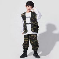 Pantalon cargo pour filles et garçons, tenue hip hop camouflage tactique surdimensionnée, pour enfants et adolescents, costume de danse jazz, vêtements de rue