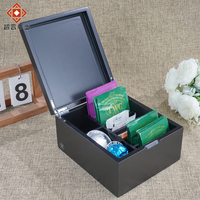 Boîte de présentation de thé en bois noir MDF de qualité supérieure, 6 compartiments, emballage cadeau pour le thé, pour hôtel et maison